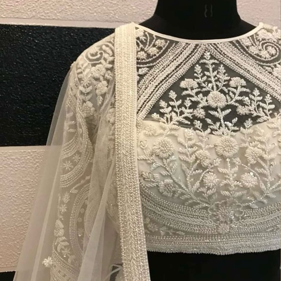 Extravagant Ivory Pearl Lehenga 🤍 - Picture 6 of 11